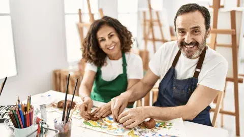 People working on crafts