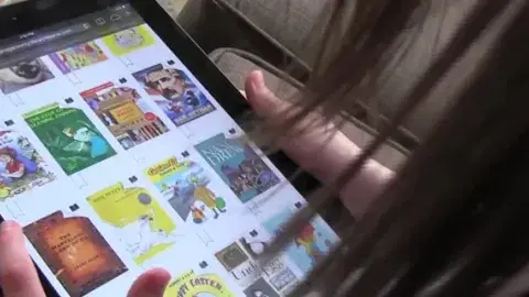 tablet with a library page open