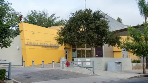 Exterior of Valley Plaza Branch Library
