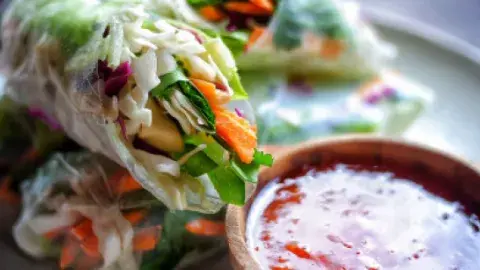 Vietnamese spring rolls and dip